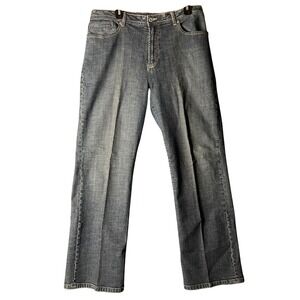 Chicos Platinum Straight Leg Jeans Dark Wash Blue Stretch Denim Size 3.5 Regular
